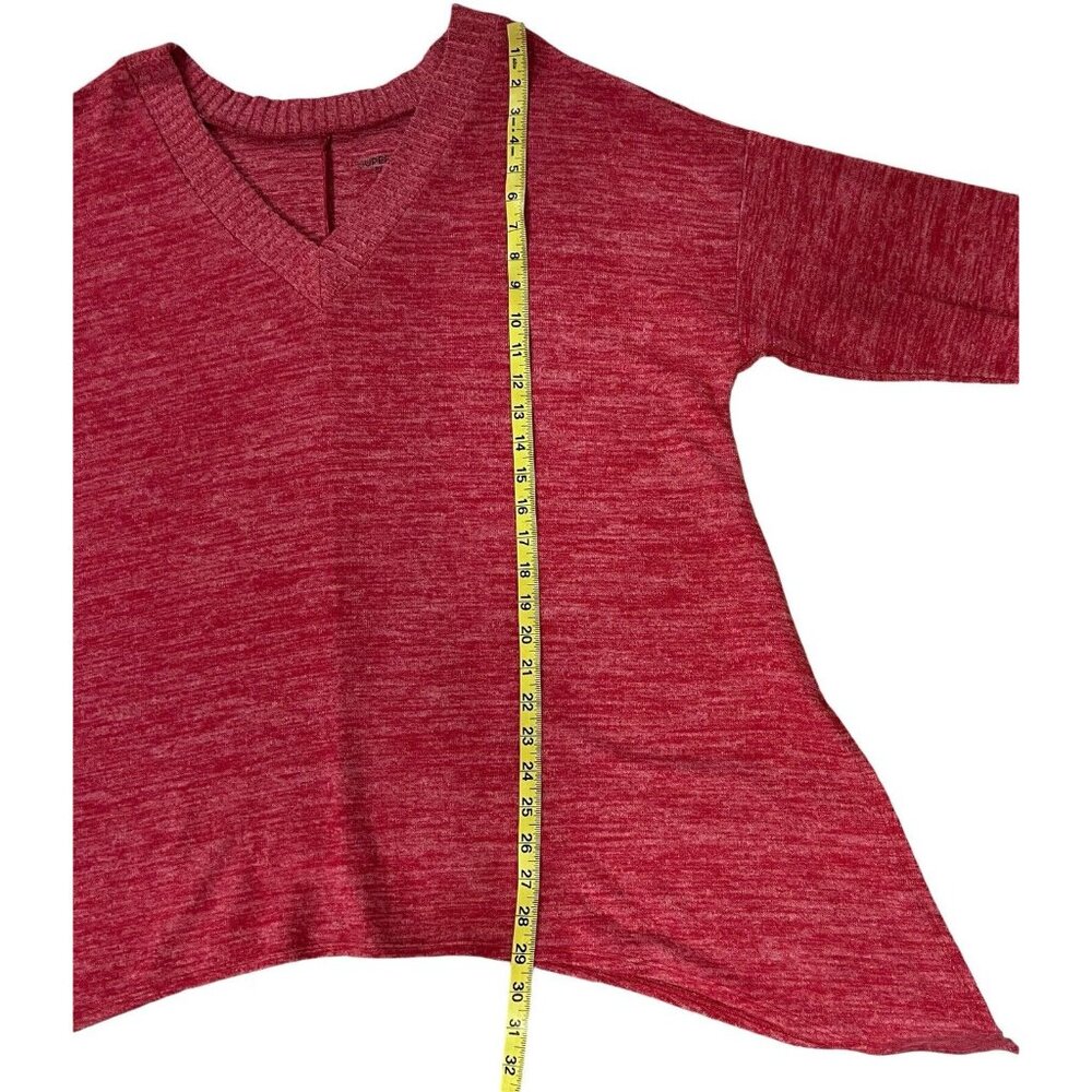 torrid 2 sweater Women Red V Neck Drop Shoulder Shark Bite hem Soft - Picture 9 of 10